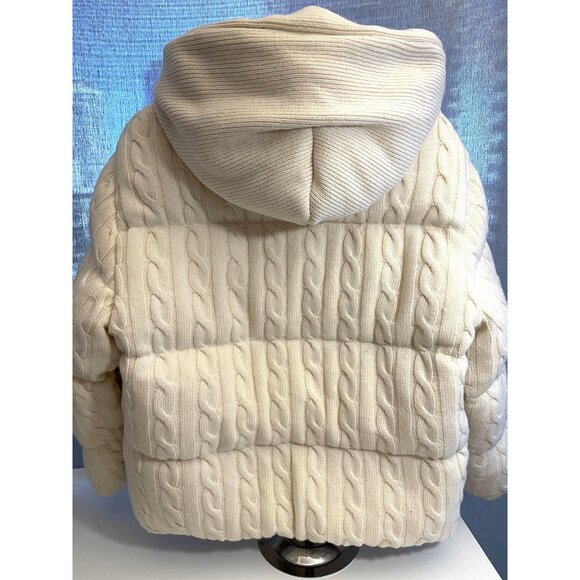 Miu Miu Womens Ivory Cable Knit Puffer Jacket With Hood & Full-Zip Closure - Picture 2 of 16